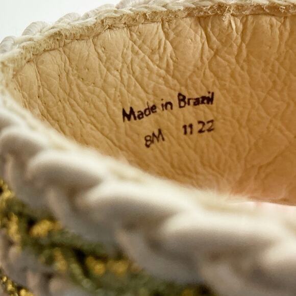 Jack Rogers Womens Jacks Rope Slip On Sandal sLeather Sole Gold Ivory 8 - Picture 5 of 6